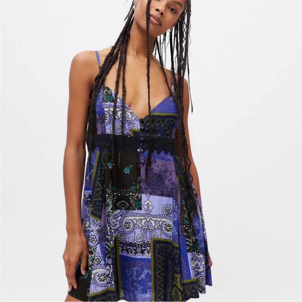 Urban Outfitters Azalea Lace Bohemian Patchwork Spaghetti Strap Tank Top Size: L
